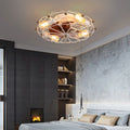 Industrial Cage Ceiling Fan Low Profile 7 Blade Fan with Remote & Light Modern Rustic Cooling for Small Spaces