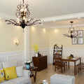 Ganeed Vintage 8 Lights Pendant Light Crystal Chandeliers Adjustable Ceiling Light for Living Room Bedroom Restaurant Porch Hallway Black
