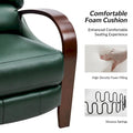 Set of 2 Alex Mid Century Modern Genuine Leather Manual Recliners with Curved Wooden Arms