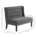 HOMCOM Armless Double Sofa Loveseat Tufted Linen Upholstery Couch with Wooden Legs for Living Room 28.75 x 43.25 x 36.5 inches