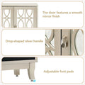 Mirrored Buffet Cabinet with Glass Doors and Silver Handles 3 Door Sideboard for Living Room, Hallway, and Dining Room