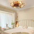 Industrial Cage Ceiling Fan Low Profile 7 Blade Fan with Remote & Light Modern Rustic Cooling for Small Spaces