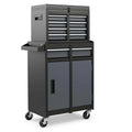2 in 1 Rolling Tool Chest, 5-Drawer Tool Storage Cabinet with Wheels, Adjustable Shelf, Tool Box Organizer for Garage Warehouse Workshop